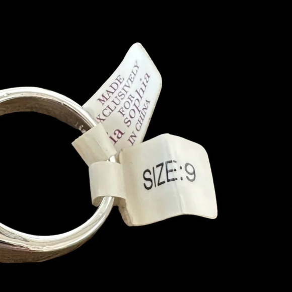 NWT Lia Sophia Size 9 silver tone cut crystal bezel set ring 65694 Shiny Bling - Picture 4 of 7